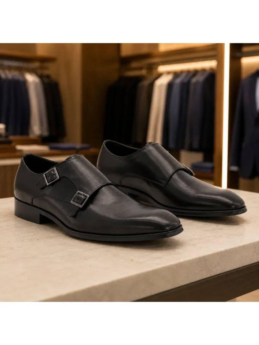 SD1 - Dune London Situation Black Leather Double Monk Strap Shoes Men’s 42/9 NIB